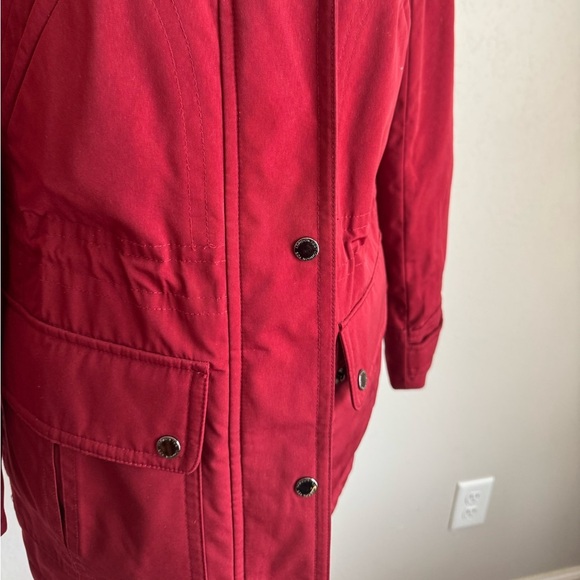 London Fog Red Zip and Button Parka Coat Womens S Winter Gorpcore Outdoor - Picture 2 of 8